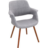 Vintage Flair Accent Chair in Light Grey Fabric